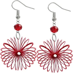 Red Bead Coil Slinky Dangle Earrings