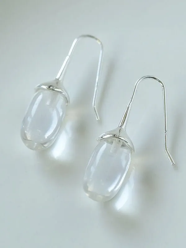 Red Black Agate White Crystal Ear Hooks Drop Earrings