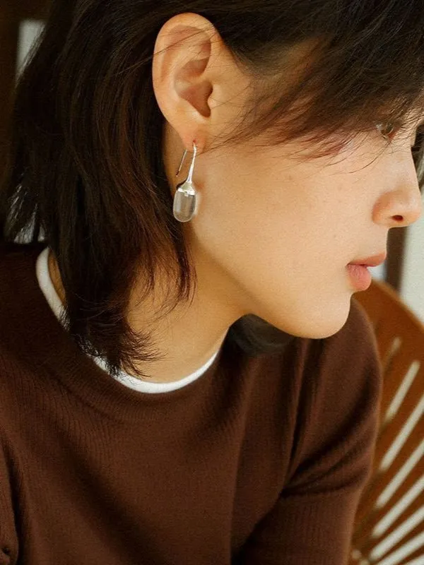 Red Black Agate White Crystal Ear Hooks Drop Earrings
