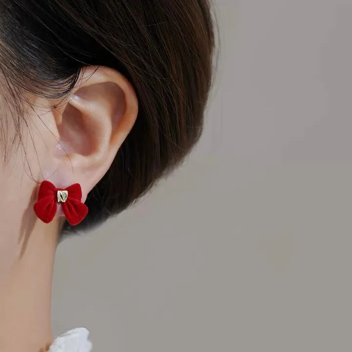Red Bow Tassel Earrings