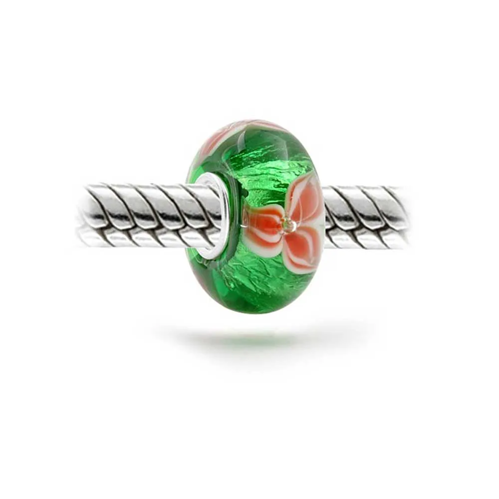 Red Green Murano Glass Christmas Charm Bead for European Bracelets