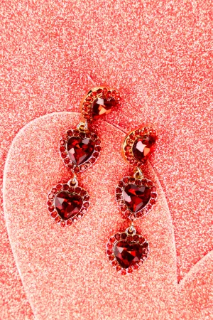 Red Heart Drop Earrings