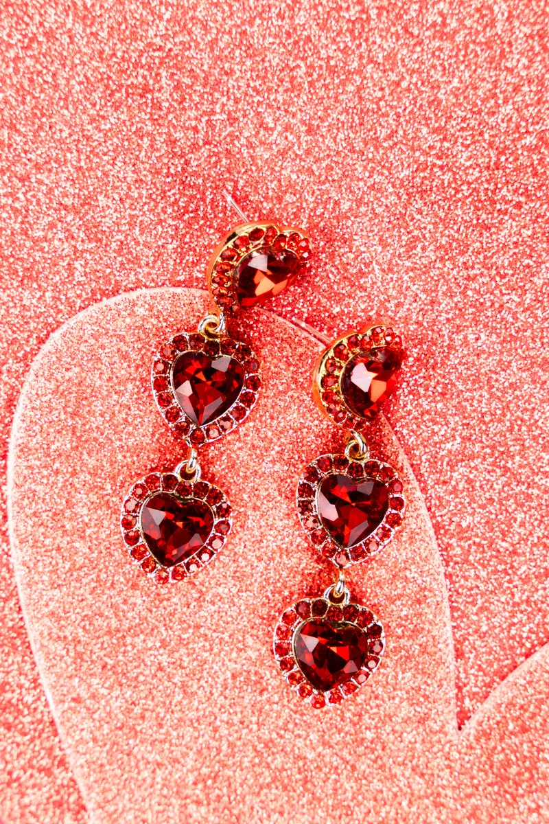 Red Heart Drop Earrings