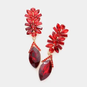 Red Multi Stone Dangle Pageant Earrings  | Prom Earrings | 584217