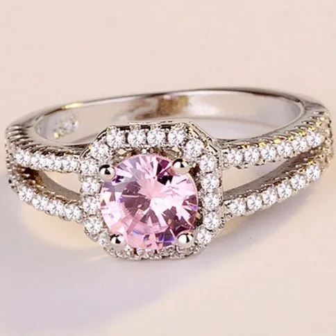 Red Ruby Engagement Ring 925 Silver For Women Wedding Jewelry Gift