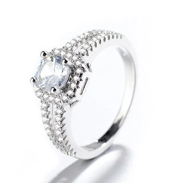 Red Ruby Engagement Ring 925 Silver For Women Wedding Jewelry Gift