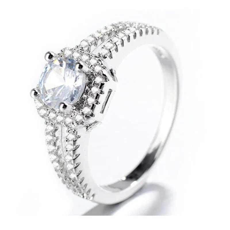 Red Ruby Engagement Ring 925 Silver For Women Wedding Jewelry Gift