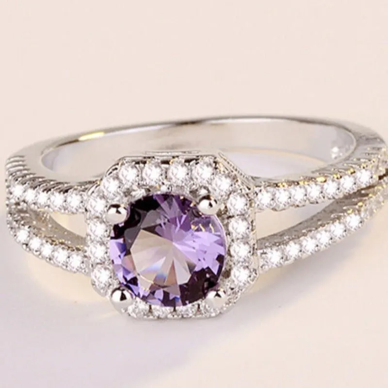 Red Ruby Engagement Ring 925 Silver For Women Wedding Jewelry Gift