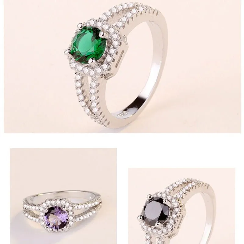 Red Ruby Engagement Ring 925 Silver For Women Wedding Jewelry Gift
