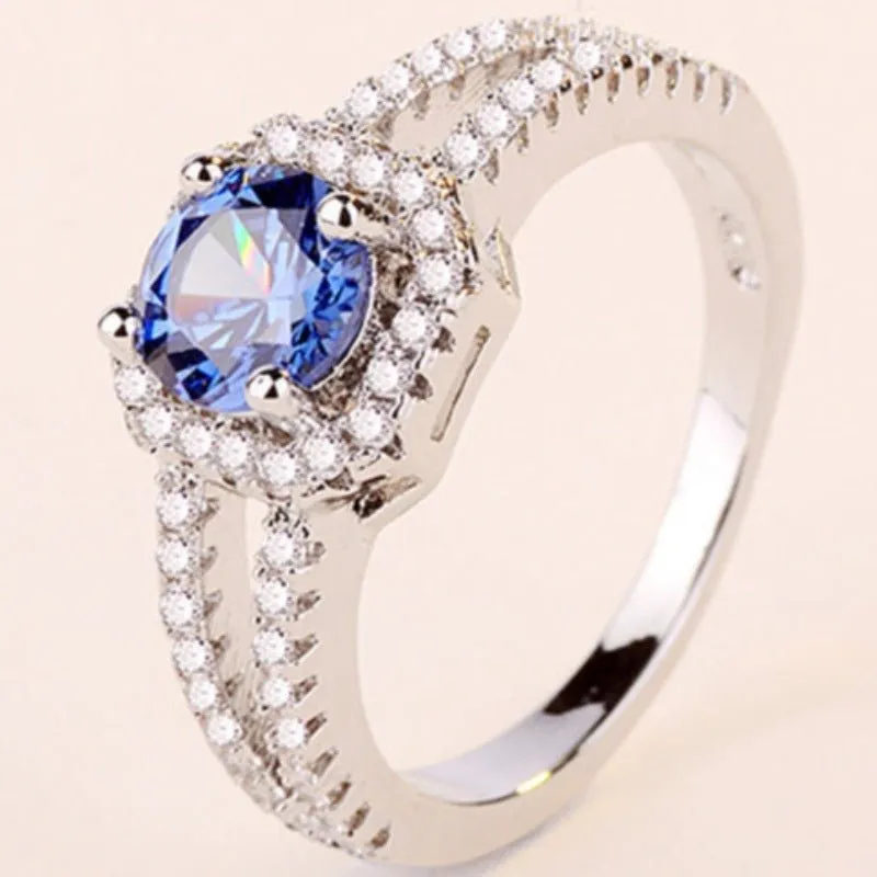 Red Ruby Engagement Ring 925 Silver For Women Wedding Jewelry Gift