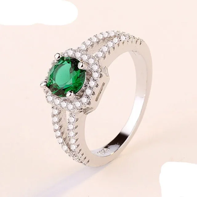 Red Ruby Engagement Ring 925 Silver For Women Wedding Jewelry Gift