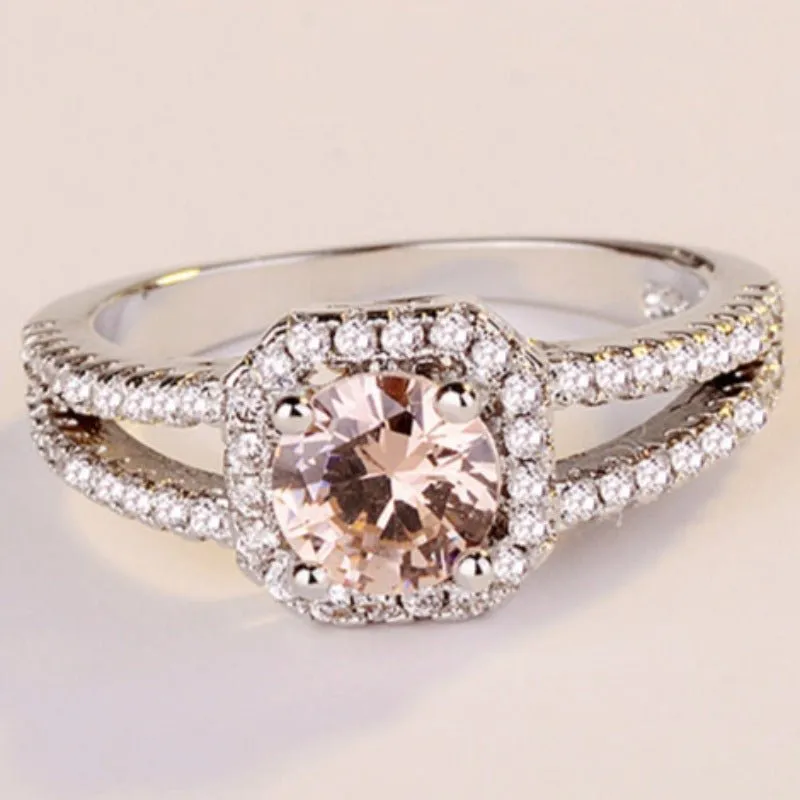 Red Ruby Engagement Ring 925 Silver For Women Wedding Jewelry Gift