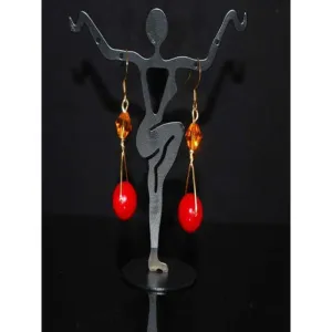 Red Shell Gold Filled Wired Dangle Earrings