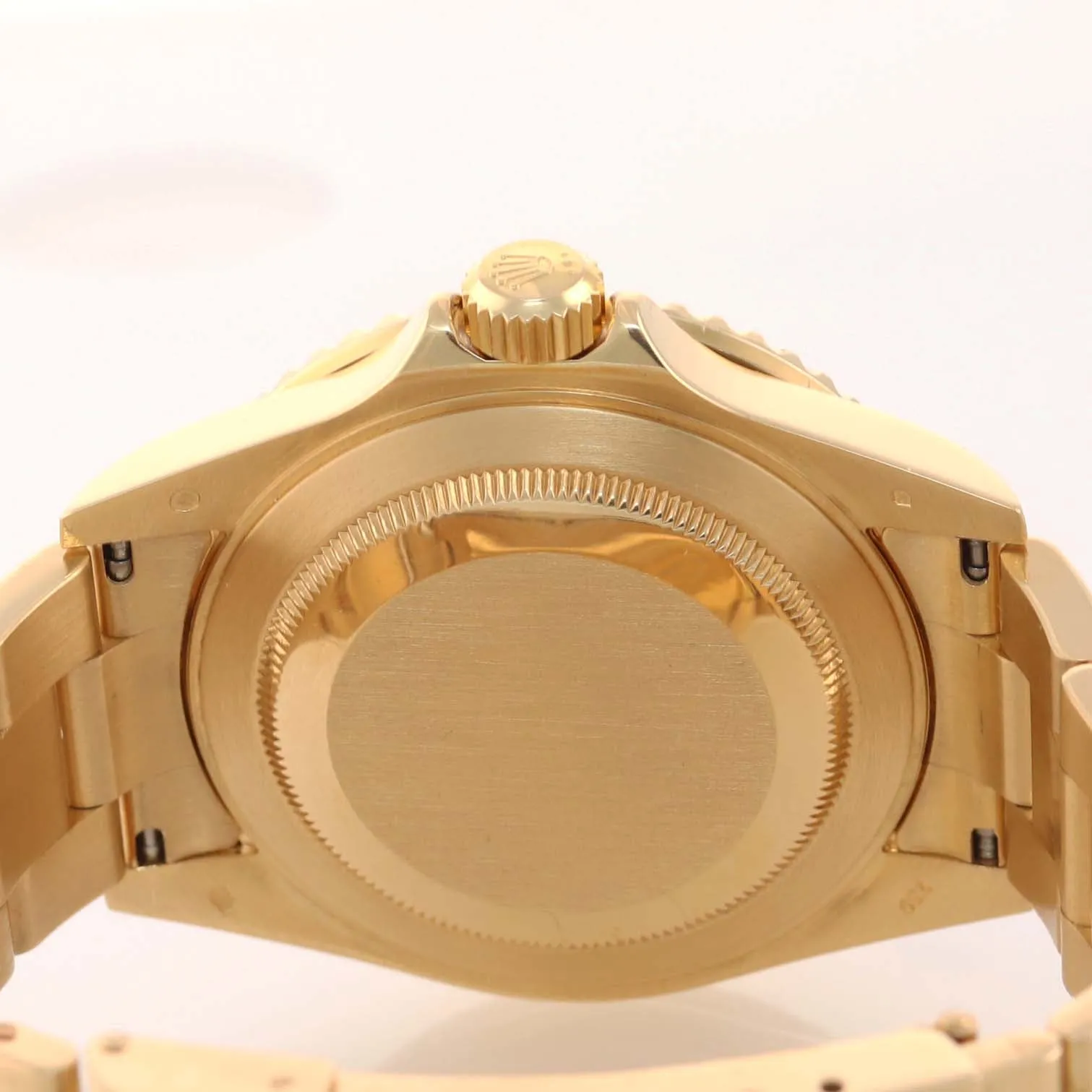 REHAUT MINT 2007 Rolex 16618 Submariner 18K Yellow Gold Blue Sunburst Dial Watch