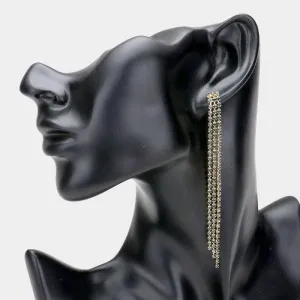 Rhinestone Black Long Dangle Earrings