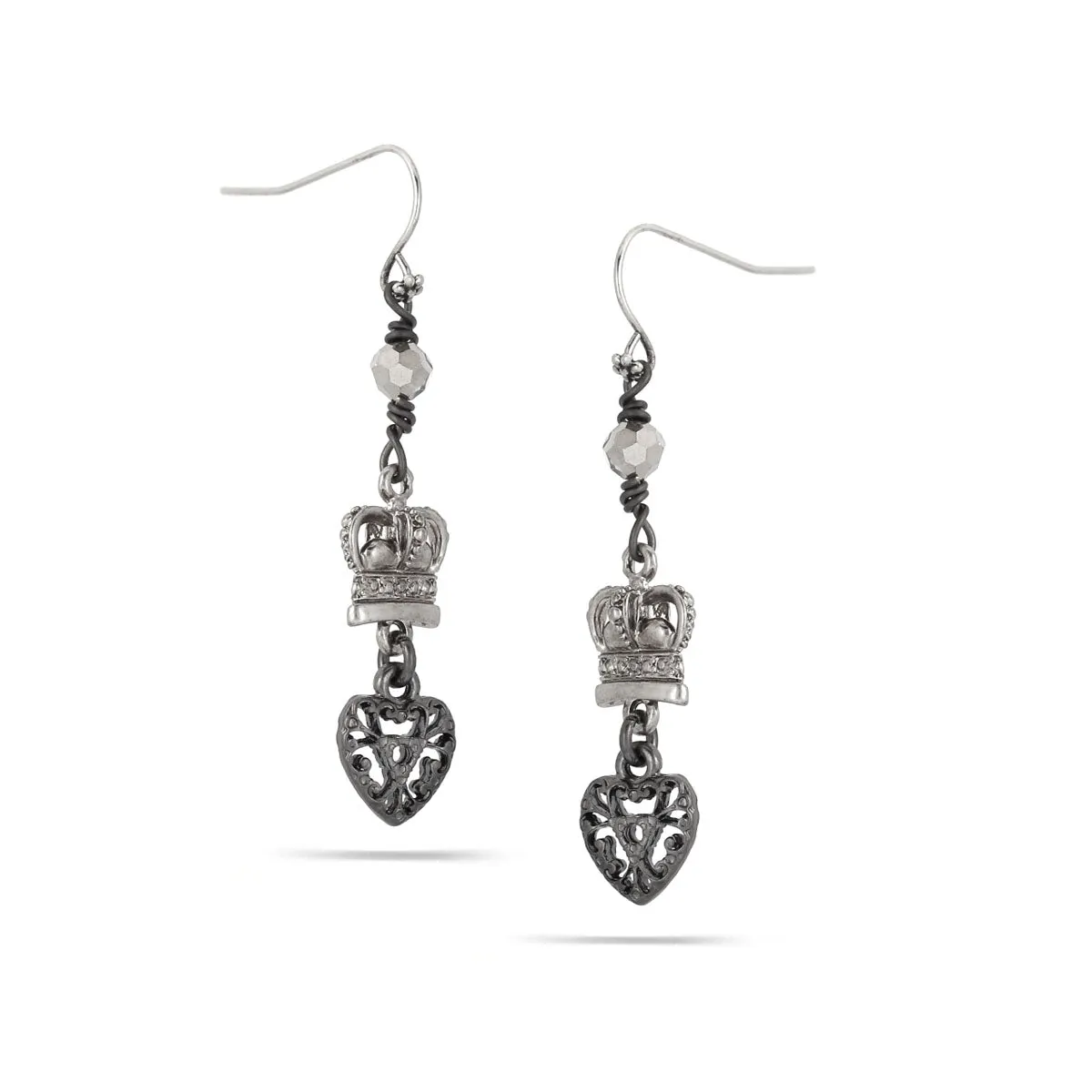 RHODIUM AND HEMATITE EARRINGS #274HS3201 (7C2/6D3)
