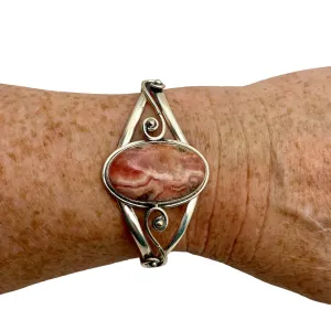 Rhodochrosite Solid 925 Sterling Silver Cuff Bracelet