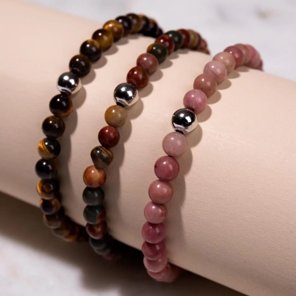 Rhodonite | .925 Sterling Silver | Focus Gemstone Macrame Bracelet