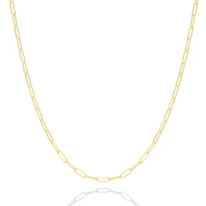 Rich 14K Yellow Gold Medium Paperclip Link Chain 16"