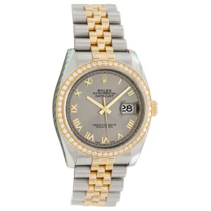 Rolex 18K Yellow Gold Stainless Steel Diamond Datejust 36 116243