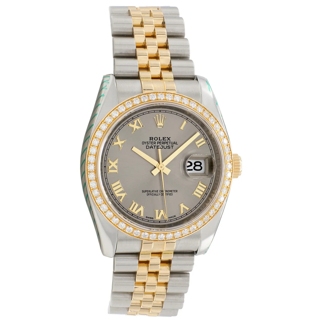 Rolex 18K Yellow Gold Stainless Steel Diamond Datejust 36 116243