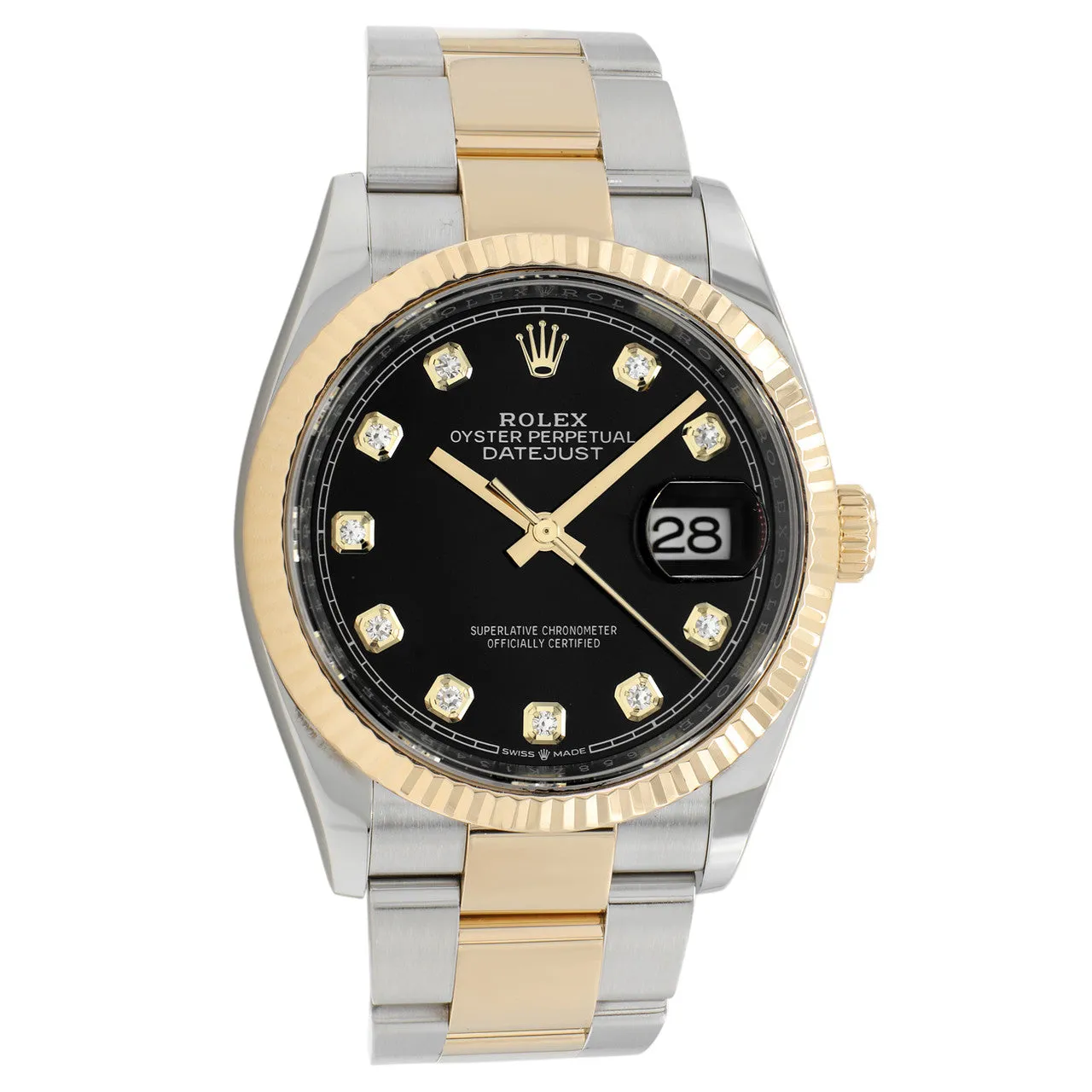 Rolex 18K Yellow Gold Stainless Steel Diamond Datejust 36 126233