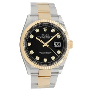 Rolex 18K Yellow Gold Stainless Steel Diamond Datejust 36 126233