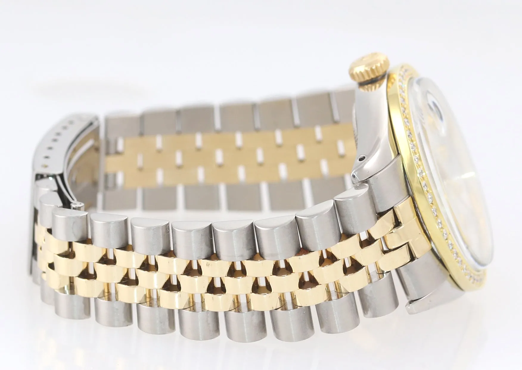 Rolex Date 15000 MOP Diamond two tone Gold Bezel 34mm Jubilee Watch