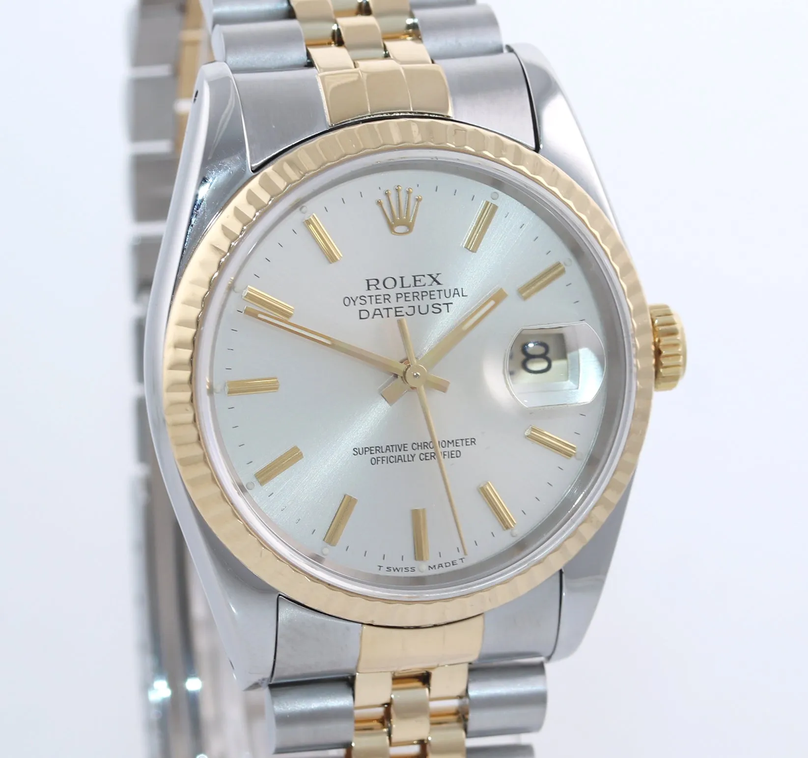 Rolex DateJust 36mm 16233 Two Tone 18k Gold Steel Jubilee Champagne Watch Box
