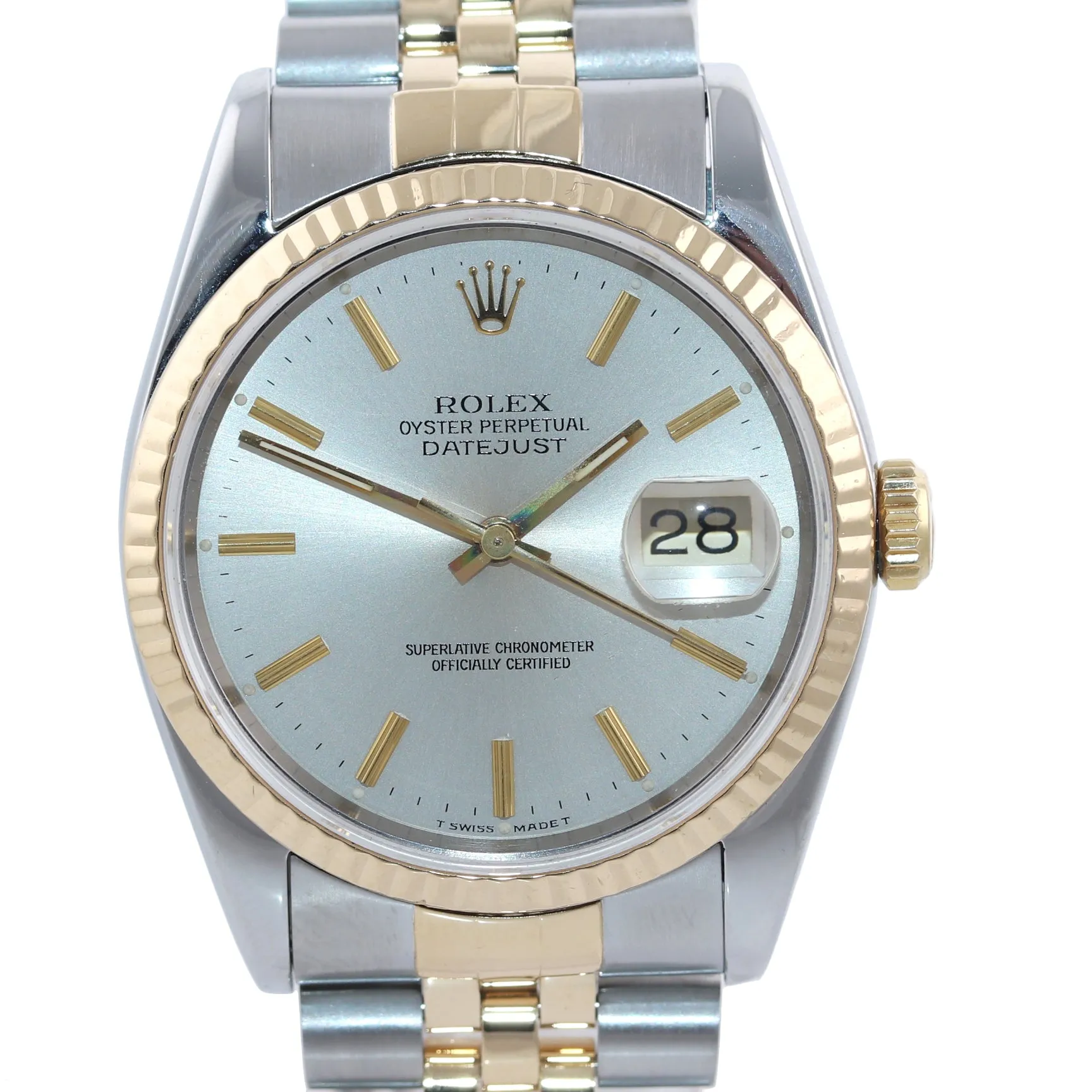 Rolex DateJust 36mm 16233 Two Tone 18k Gold Steel Jubilee Champagne Watch Box
