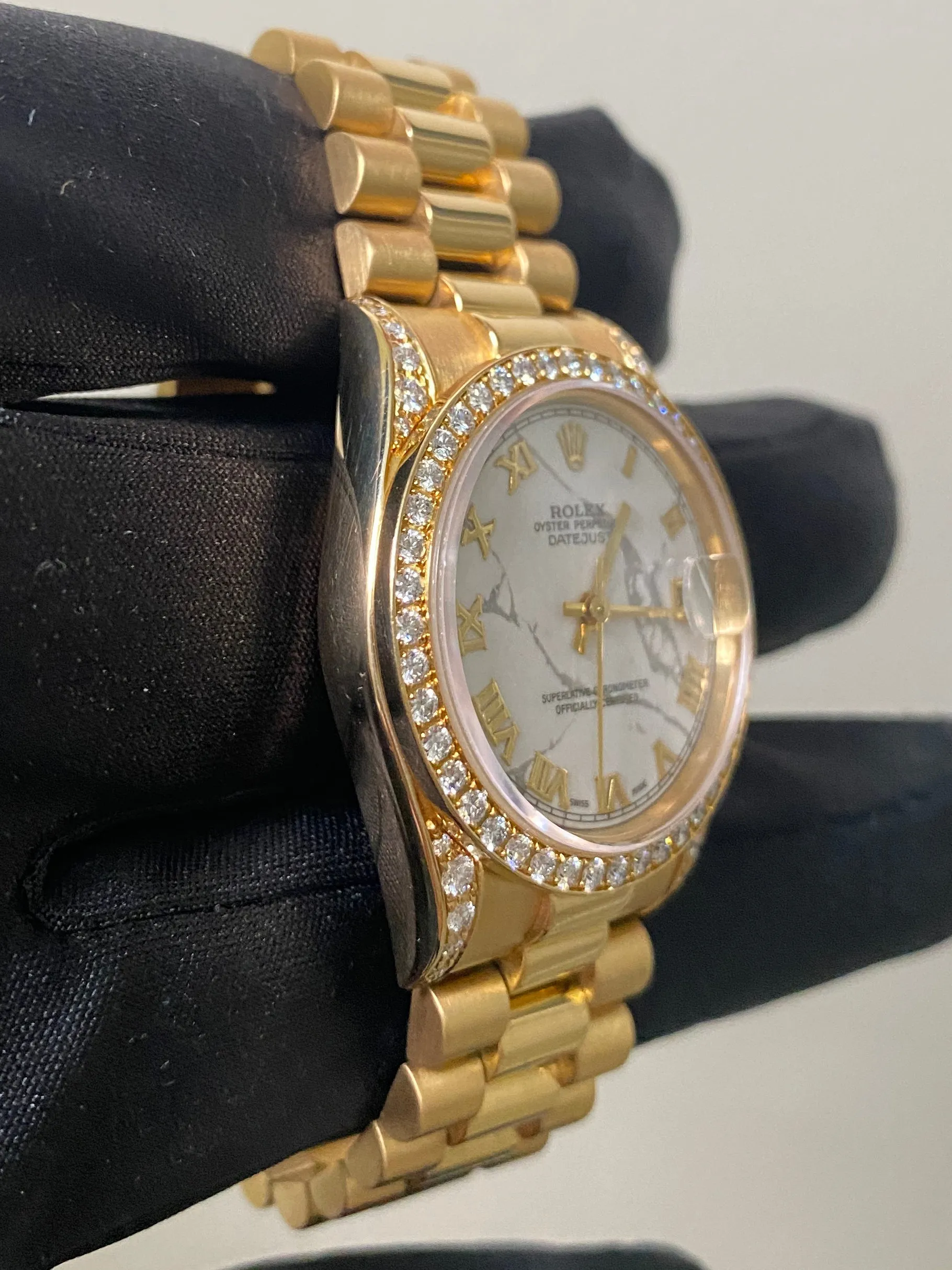Rolex Datejust 68158 President Marble Dial Ladies Watch