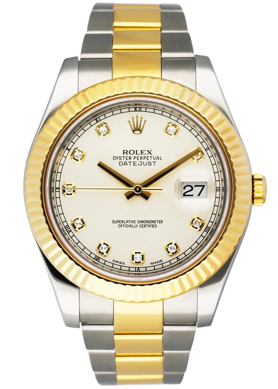 Rolex DateJust II 116333 Diamond Dial Mens Watch Box Papers