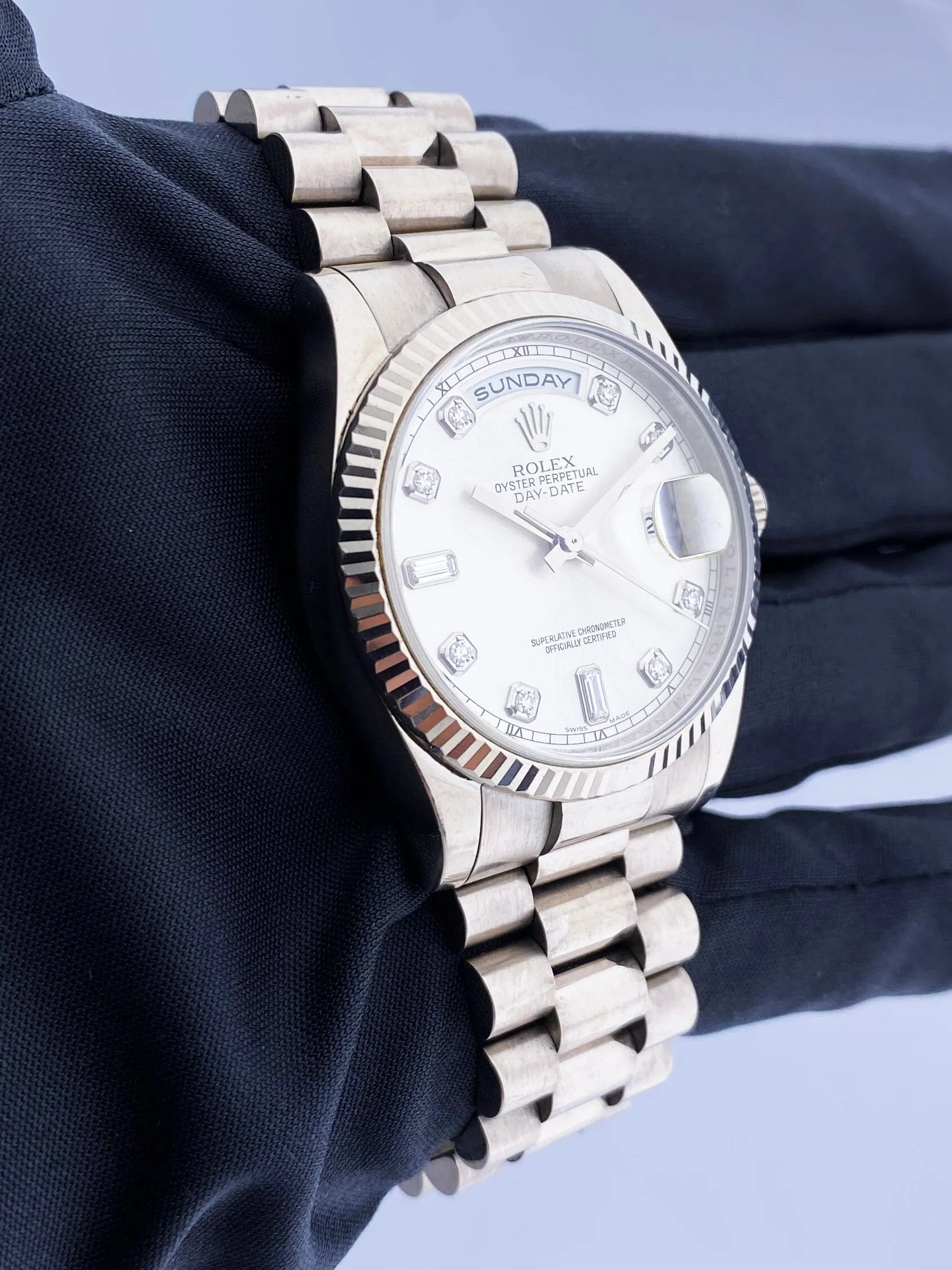 Rolex Day-Date 118239 Diamond Dial Mens Watch Box Papers