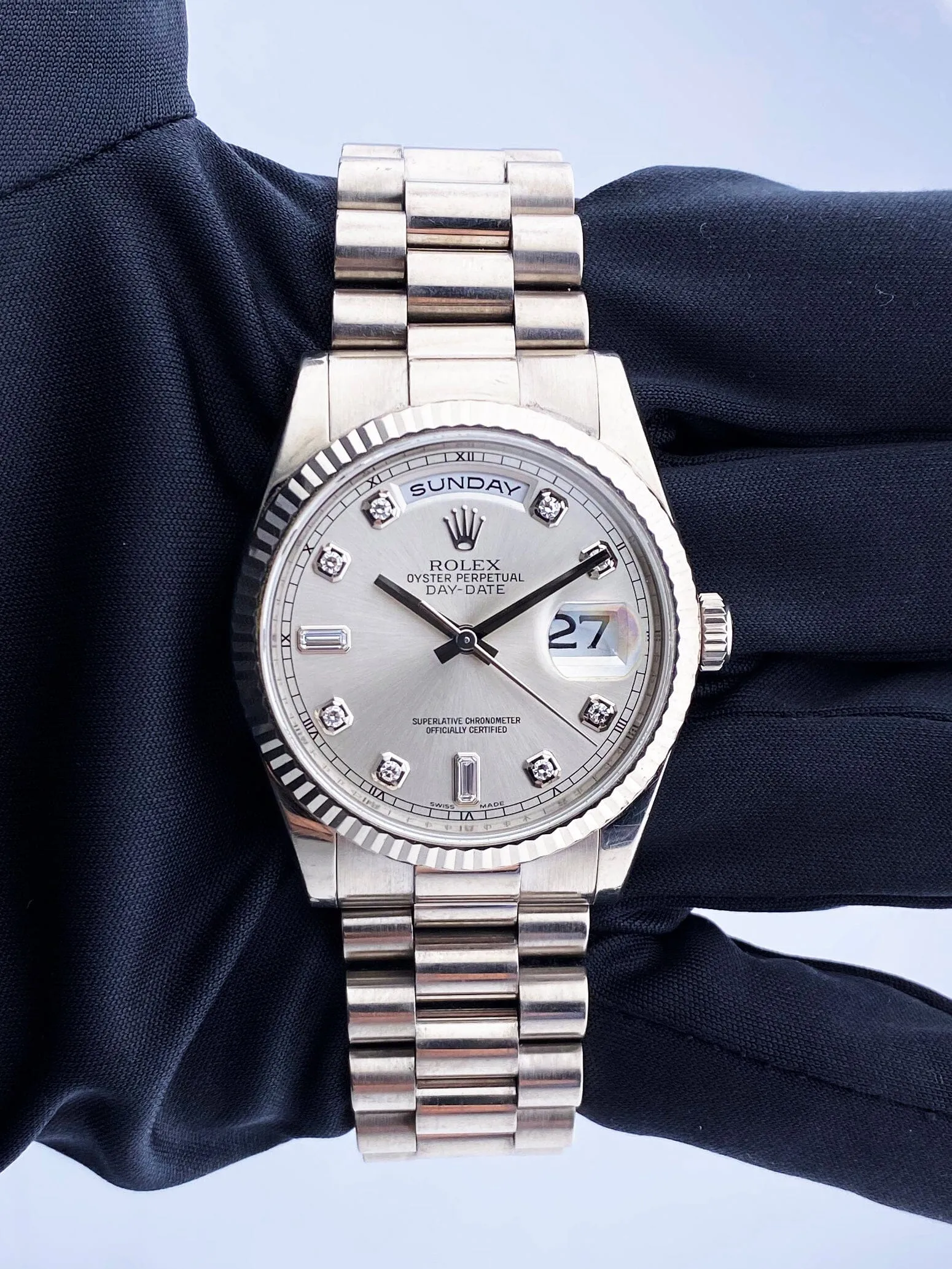 Rolex Day-Date 118239 Diamond Dial Mens Watch Box Papers