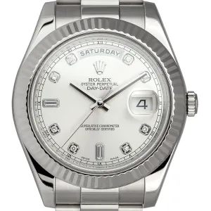 Rolex Day-Date II 18ct White Gold Silver/Diamond Dial 218239