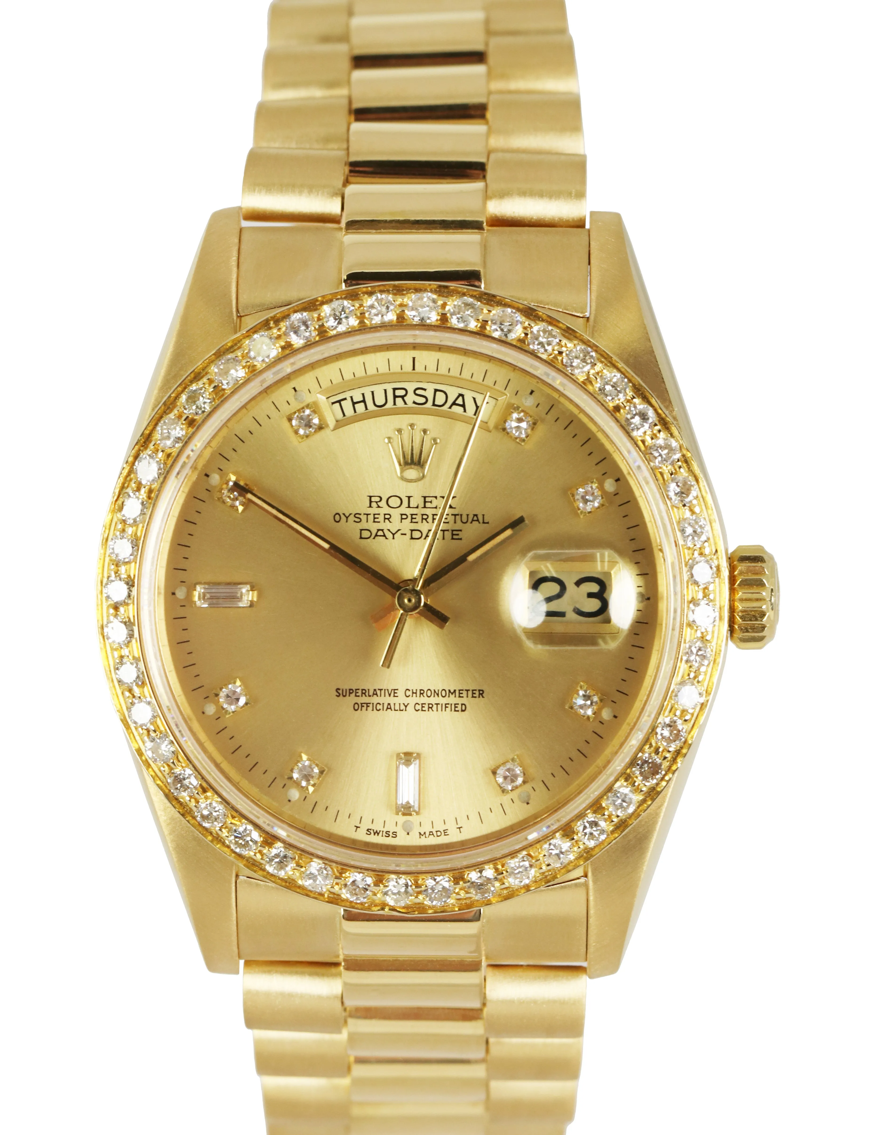 Rolex Day-Date President Diamond Champagne 36mm 18K Yellow Gold Watch 18038