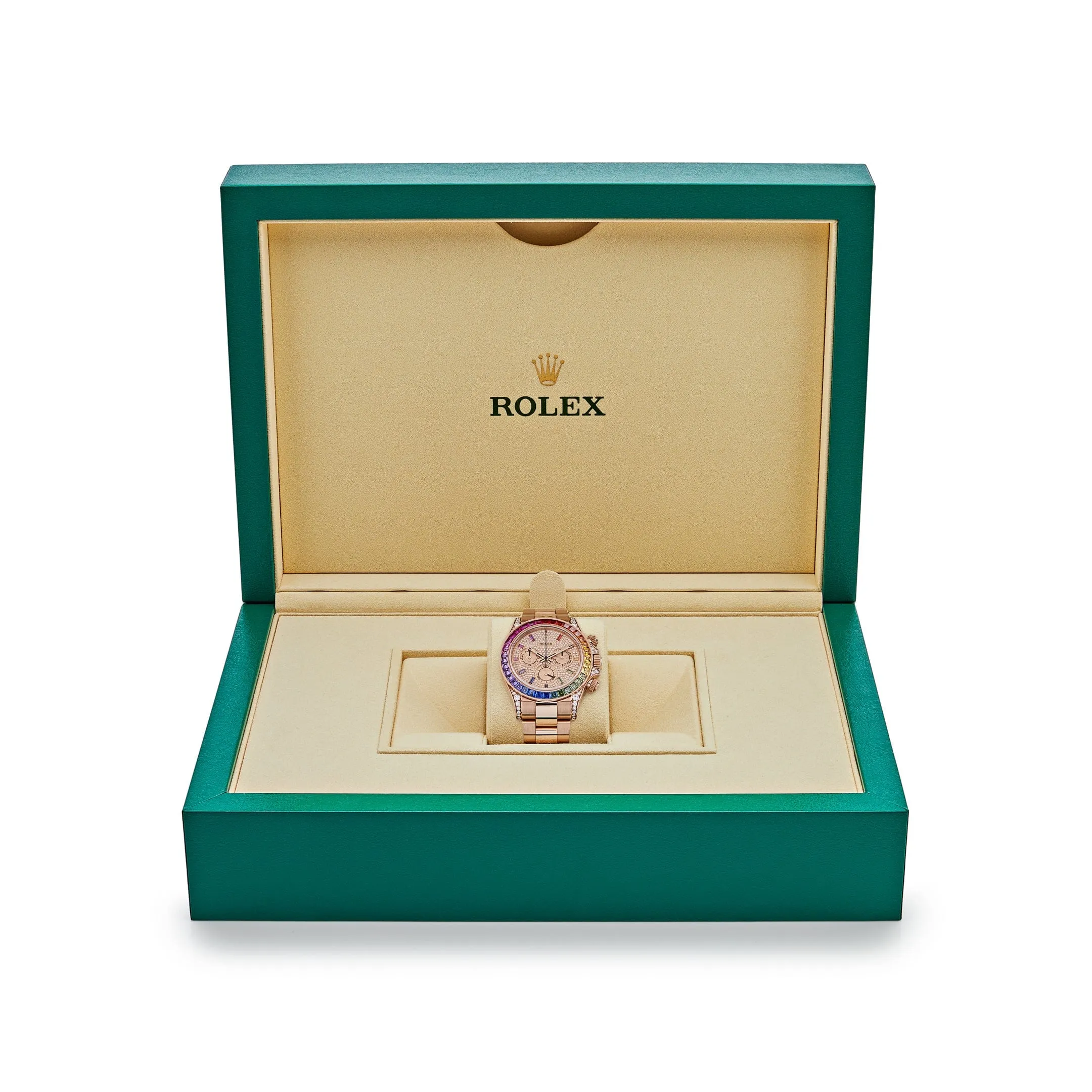 Rolex Daytona 116595RBOW 'Rainbow' Rose Gold Pave Diamond Dial Sapphire Bezel (2022)
