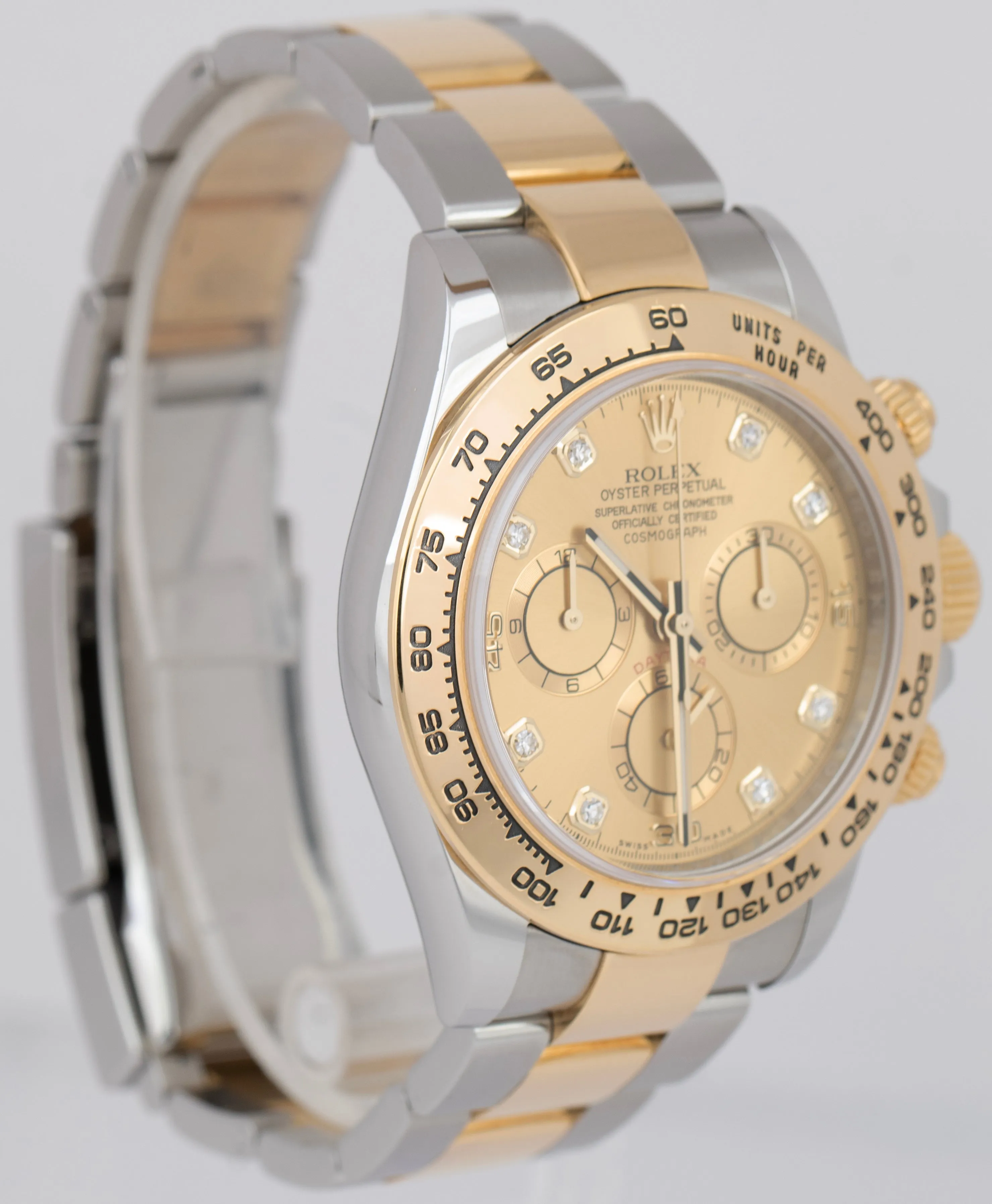 Rolex Daytona Champagne Diamond Chronograph Two-Tone Gold Steel Watch 116503
