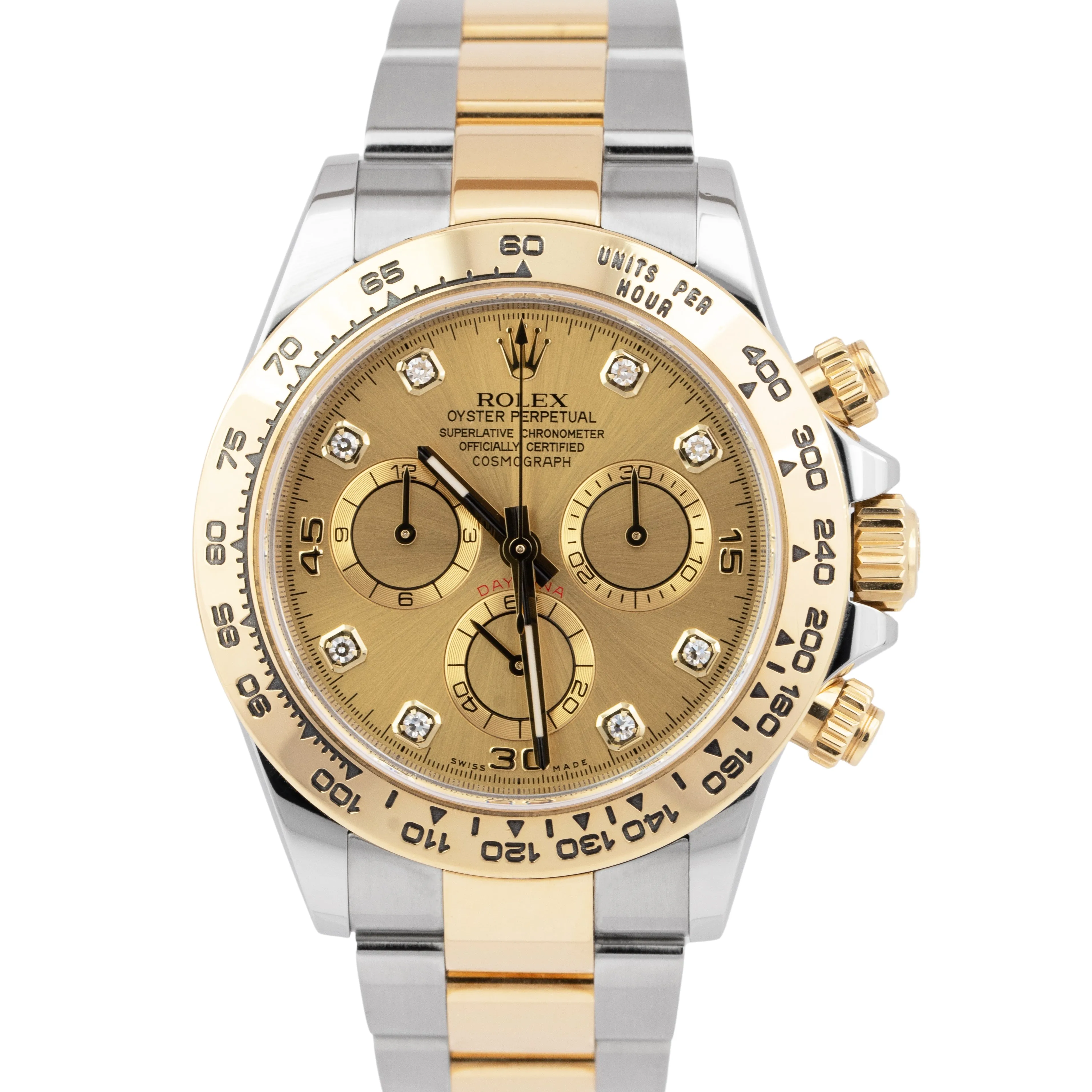 Rolex Daytona Champagne Diamond Chronograph Two-Tone Gold Steel Watch 116503