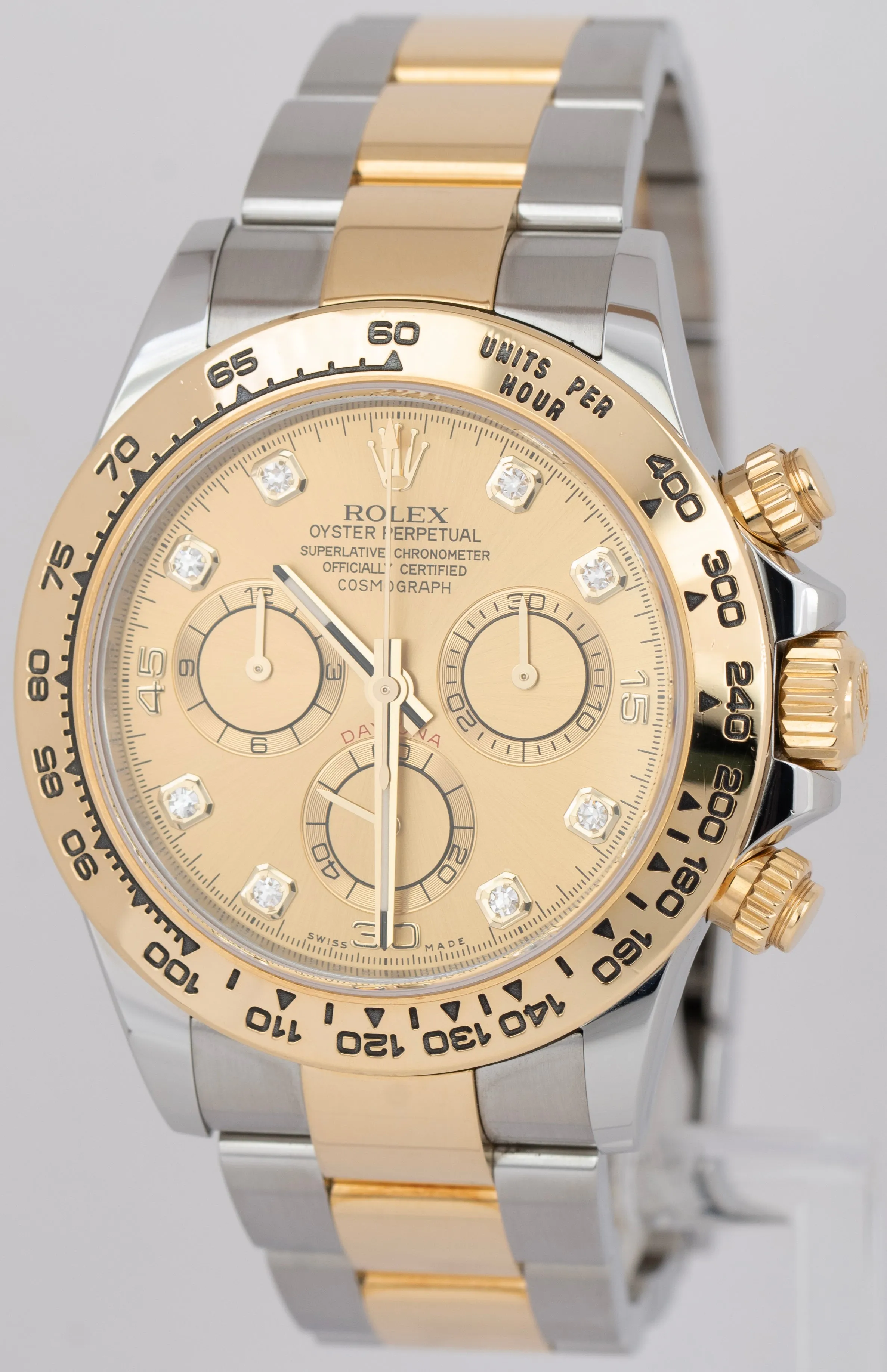 Rolex Daytona Champagne Diamond Chronograph Two-Tone Gold Steel Watch 116503