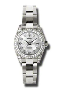 Rolex Lady Datejust 26 Silver Dial 18K White Gold Oyster Bracelet Automatic Watch 179159SJDO