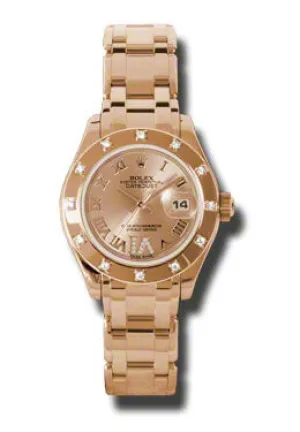 Rolex Lady-Datejust Pearlmaster Champagne Dial 18K Everose Gold Automatic Ladies Watch 80315CRDPM