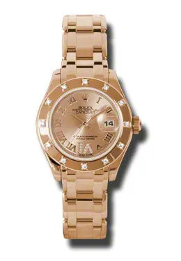 Rolex Lady-Datejust Pearlmaster Champagne Dial 18K Everose Gold Automatic Ladies Watch 80315CRDPM