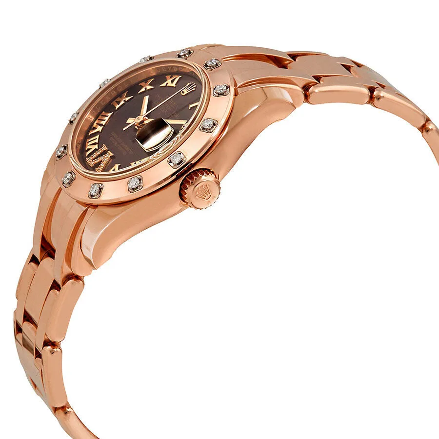 Rolex Lady-Datejust Pearlmaster Chocolate Brown Dial 18K Everose Gold Automatic Ladies Watch 80315BRRDPM