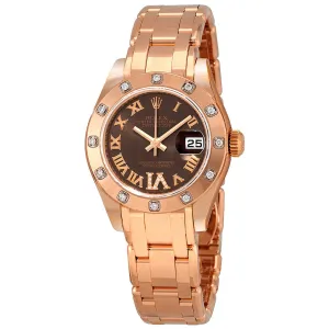 Rolex Lady-Datejust Pearlmaster Chocolate Brown Dial 18K Everose Gold Automatic Ladies Watch 80315BRRDPM