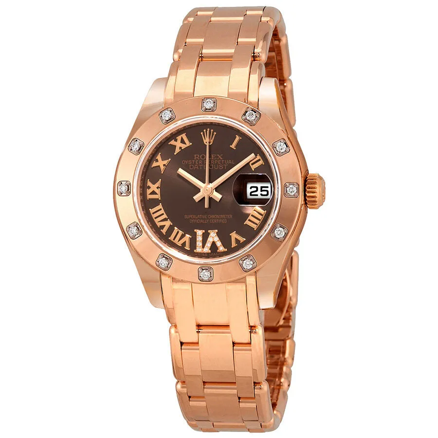 Rolex Lady-Datejust Pearlmaster Chocolate Brown Dial 18K Everose Gold Automatic Ladies Watch 80315BRRDPM