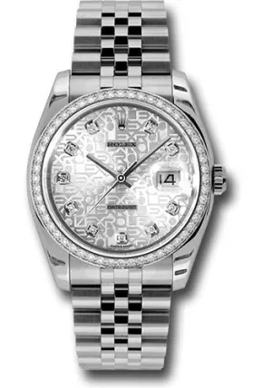 Rolex Steel and White Gold Datejust 36 Watch - 52 Diamond Bezel - Silver Jubilee Diamond Dial - Jubilee Bracelet - 116244 sjdj