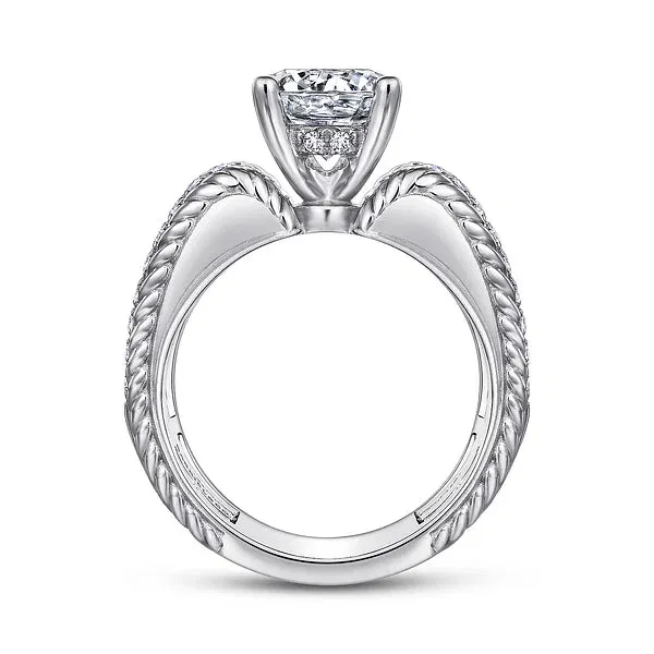 Rope & Diamond Round Wide Engagement Ring Mounting
