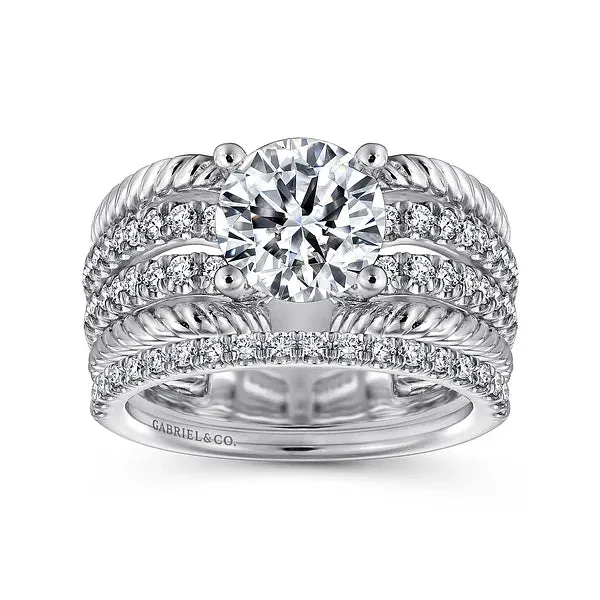 Rope & Diamond Round Wide Engagement Ring Mounting