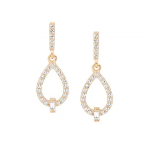 Rose Gold Plated Sterling Silver OpenTear Drop Earrings with a featured Baguette Cubic Zirconia E584R